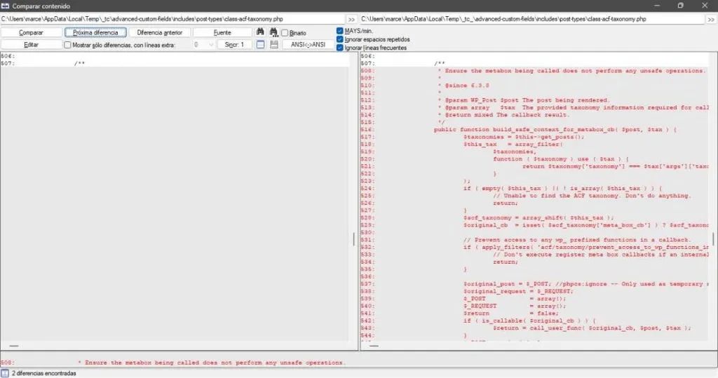 Code comparison displaying security measures to strengthen SCF